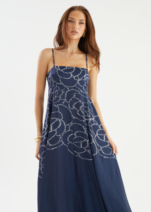 Elide Maxi Dress - Navy Abstract