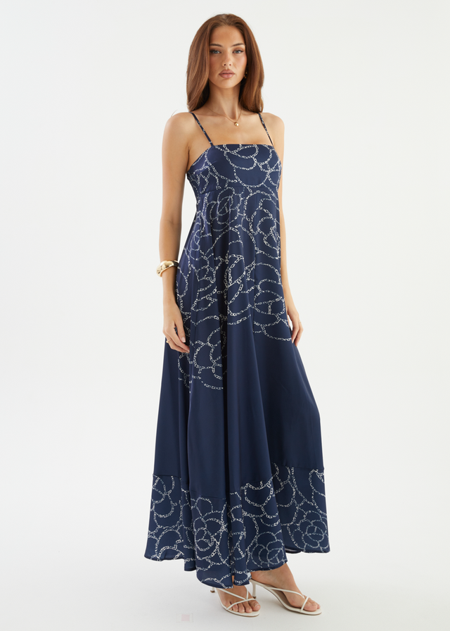 Elide Maxi Dress - Navy Abstract