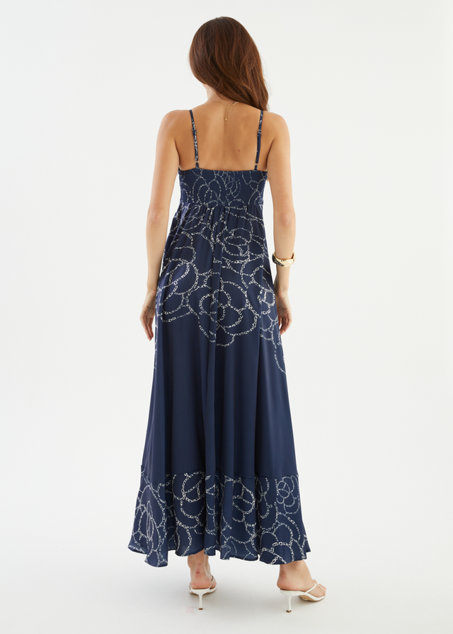 Elide Maxi Dress - Navy Abstract