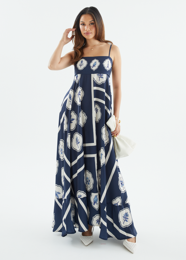 Elide Maxi Dress - Navy White