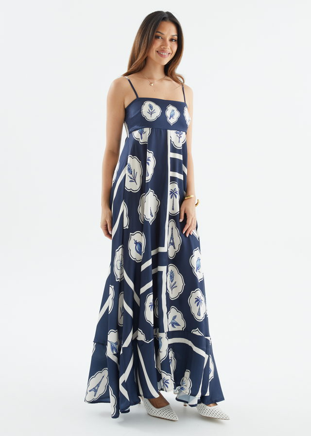 Elide Maxi Dress - Navy White