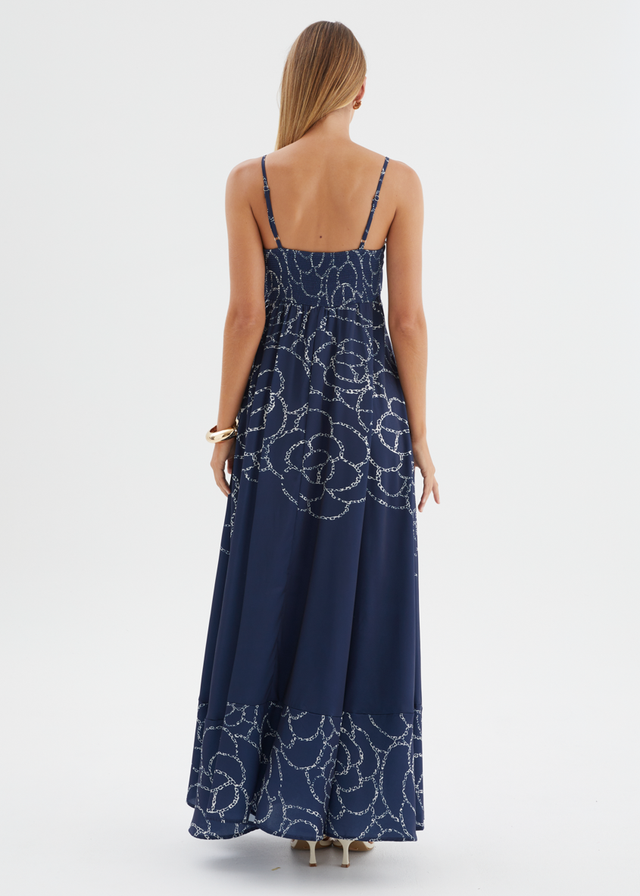 Elide Maxi Dress - Navy Abstract