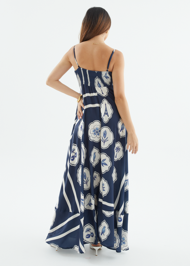 Elide Maxi Dress - Navy White