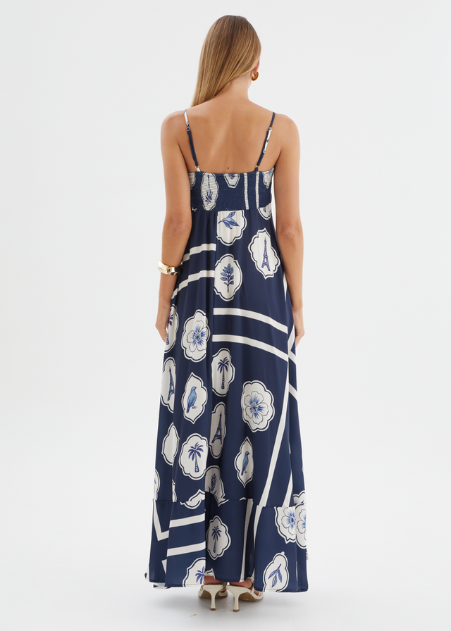 Elide Maxi Dress - Navy White