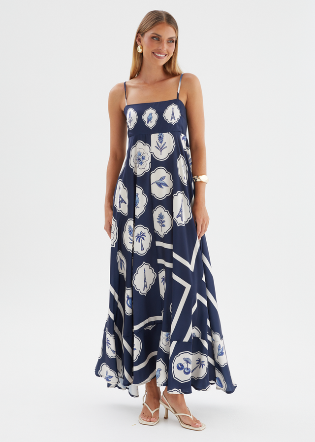 Elide Maxi Dress - Navy White