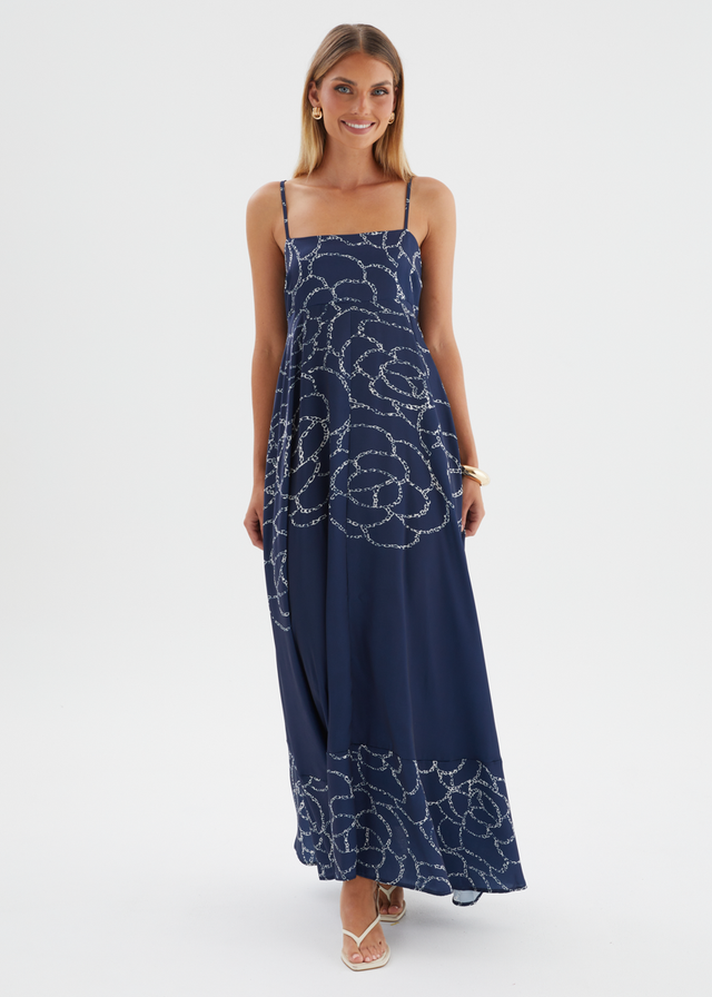 Elide Maxi Dress - Navy Abstract