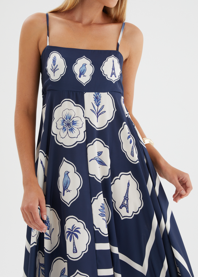 Elide Maxi Dress - Navy White