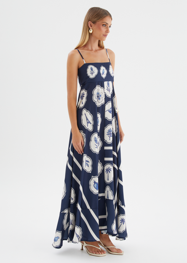 Elide Maxi Dress - Navy White
