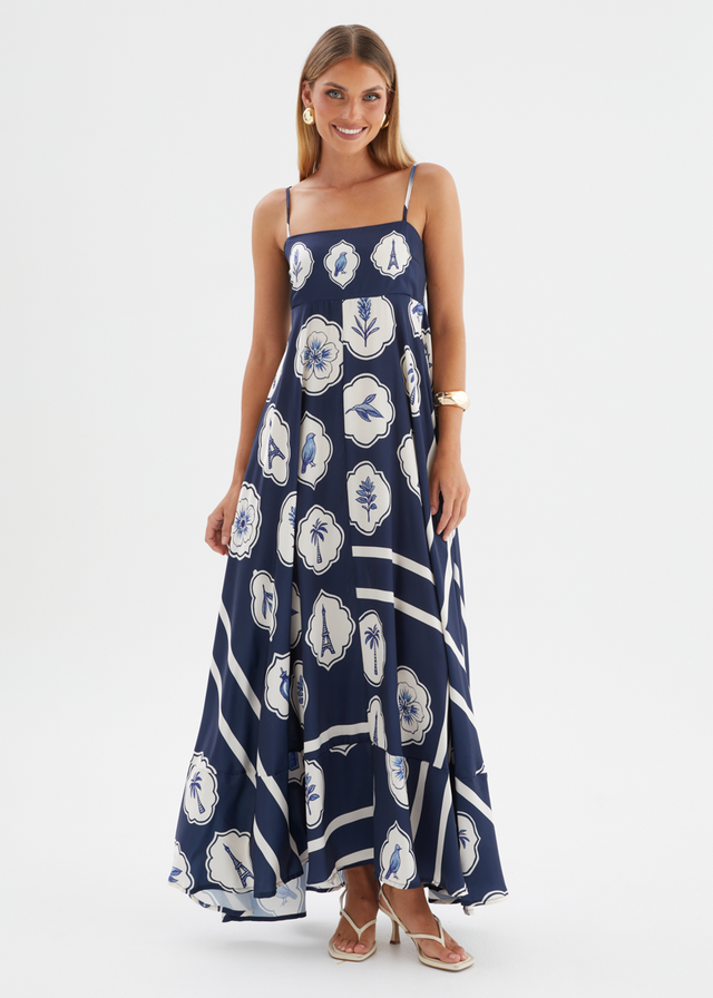 Elide Maxi Dress - Navy White