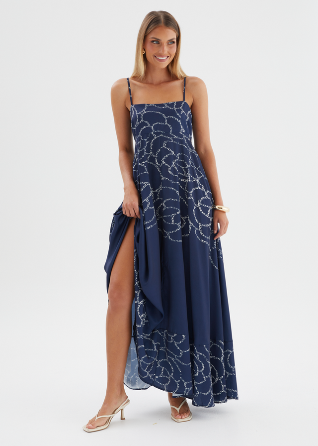 Elide Maxi Dress - Navy Abstract