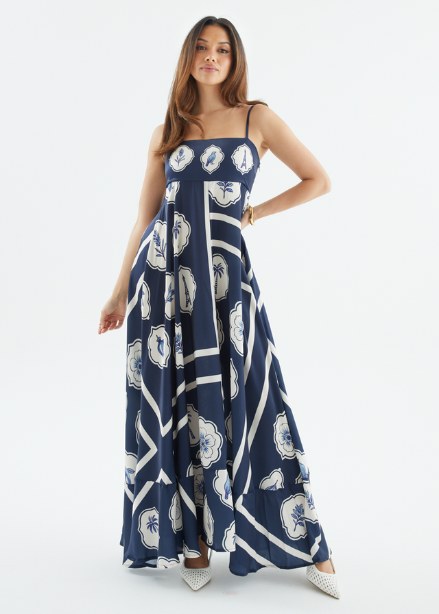 Elide Maxi Dress - Navy White