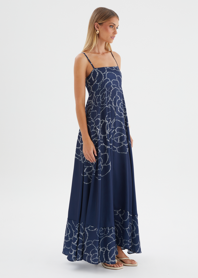 Elide Maxi Dress - Navy Abstract