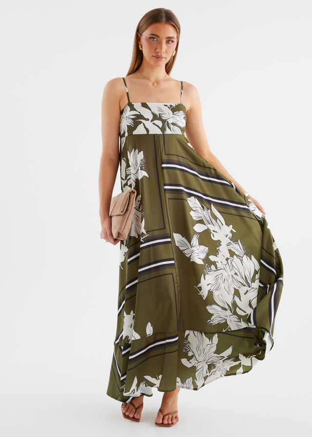 Elide Maxi Dress - Olive Geo Floral