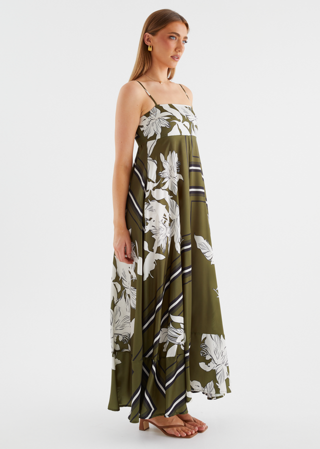 Elide Maxi Dress - Olive Geo Floral