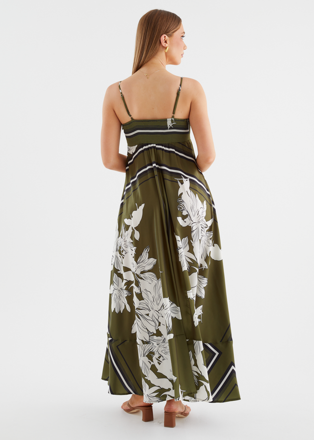 Elide Maxi Dress - Olive Geo Floral