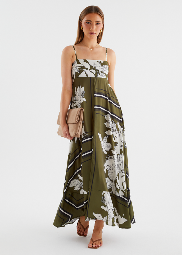 Elide Maxi Dress - Olive Geo Floral
