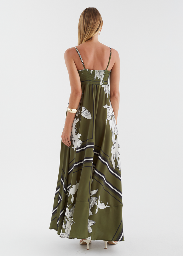 Elide Maxi Dress - Olive Geo Floral