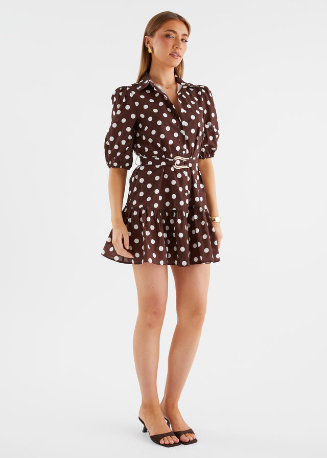 Stephenia Dress - Chocolate Polka