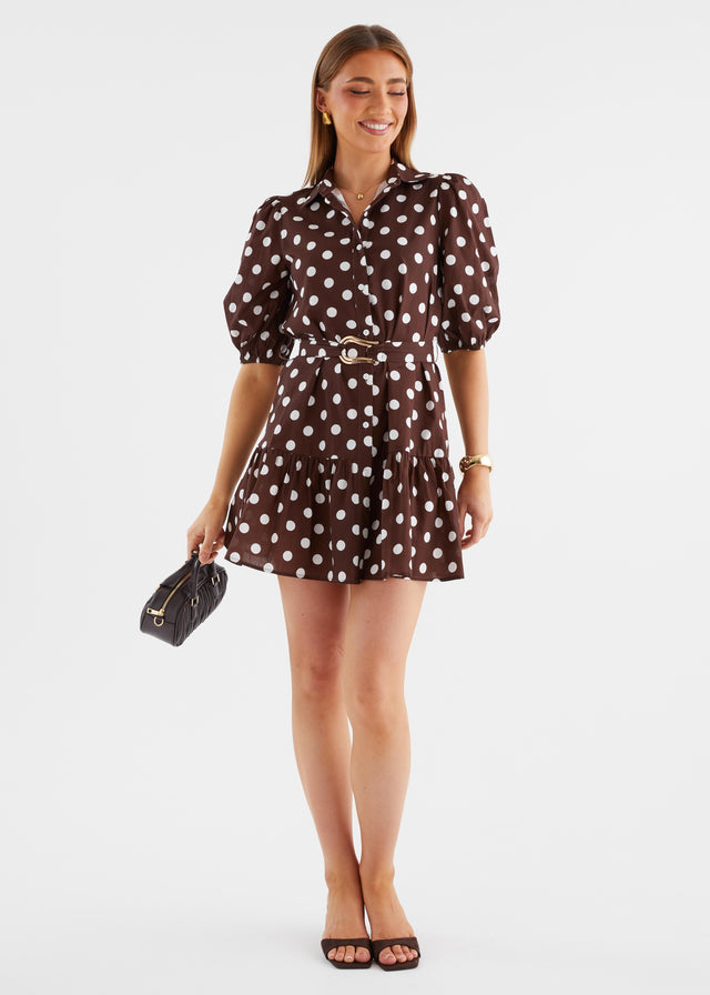 Stephenia Dress - Chocolate Polka