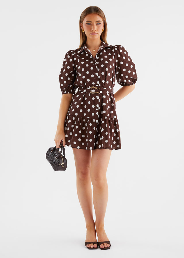 Stephenia Dress - Chocolate Polka