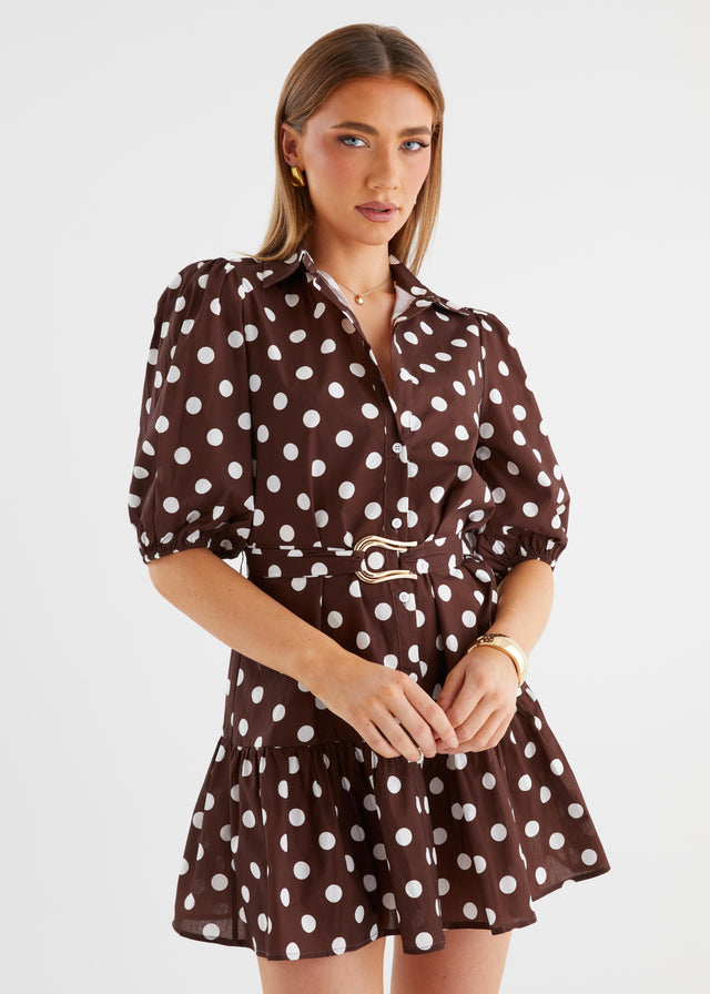 Stephenia Dress - Chocolate Polka