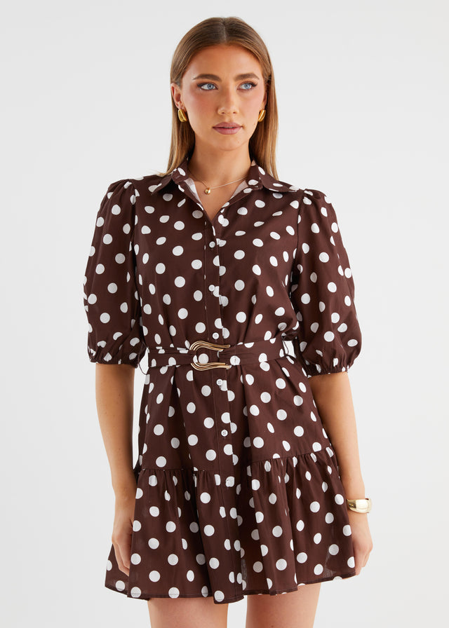 Stephenia Dress - Chocolate Polka