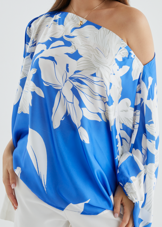 Maui Off Shoulder Top - Blue Floral