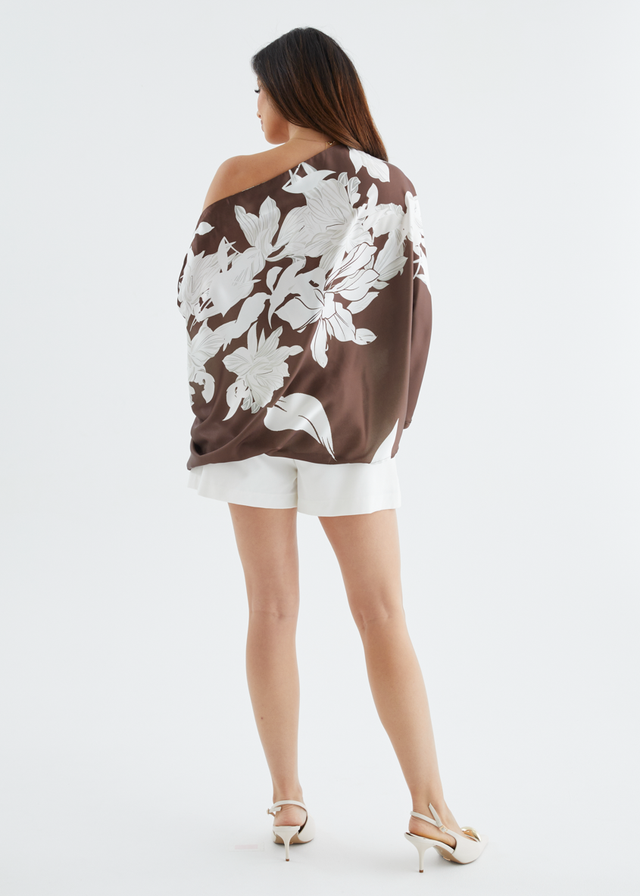 Maui Off Shoulder Top - Chocolate Floral
