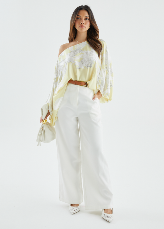Maui Off Shoulder Top - Lemon Floral