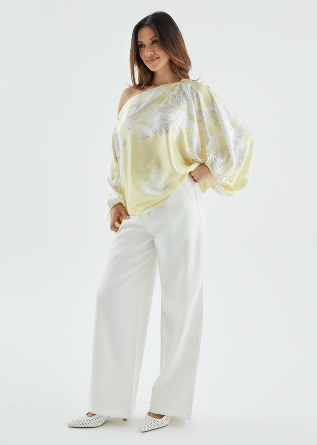 Maui Off Shoulder Top - Lemon Floral