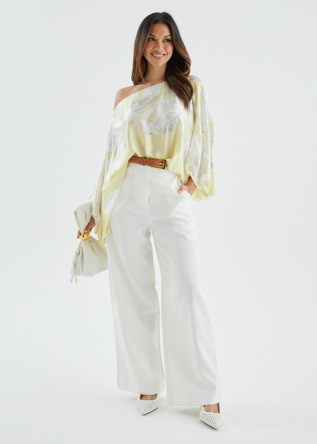Maui Off Shoulder Top - Lemon Floral