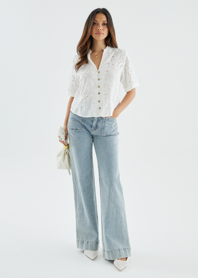 Jazmin Top - White Anglaise