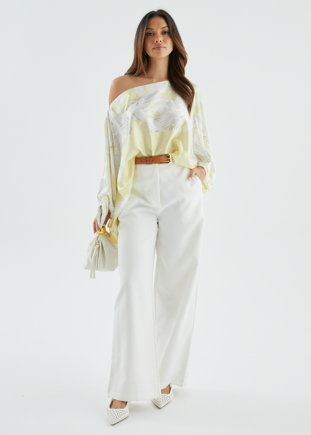 Maui Off Shoulder Top - Lemon Floral