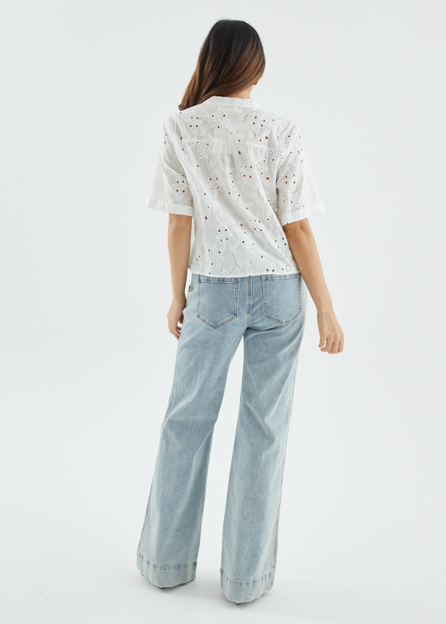 Jazmin Top - White Anglaise