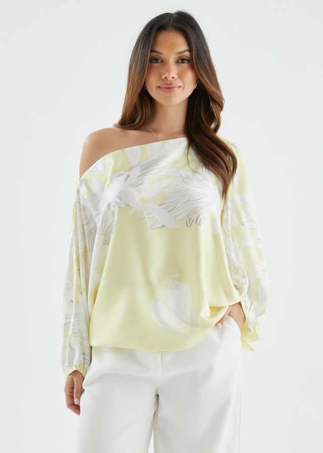 Maui Off Shoulder Top - Lemon Floral