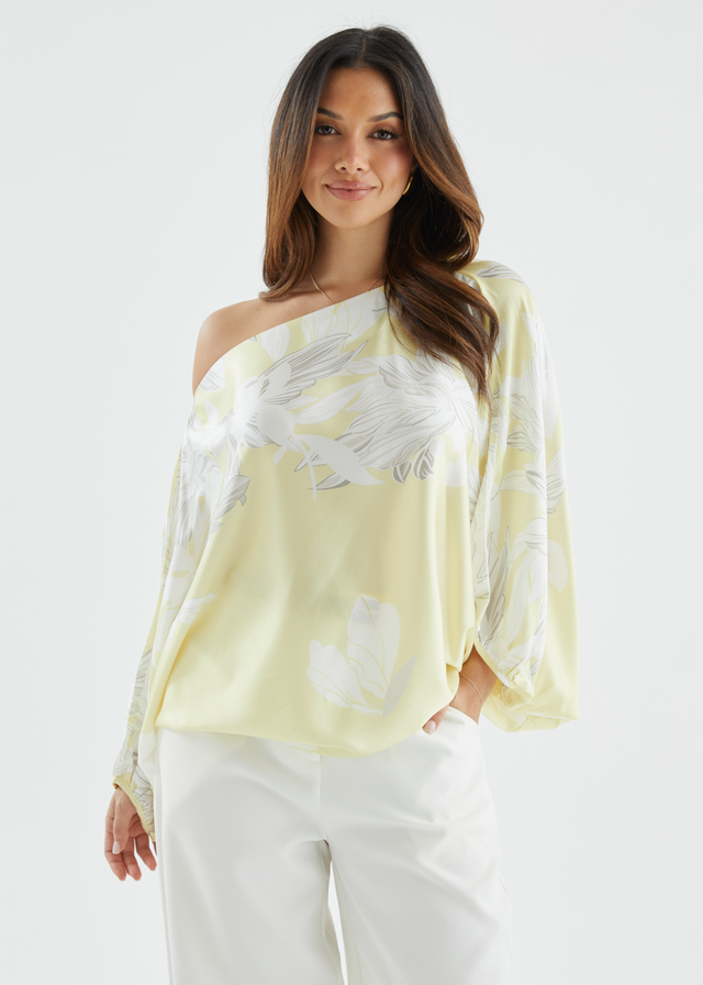 Maui Off Shoulder Top - Lemon Floral