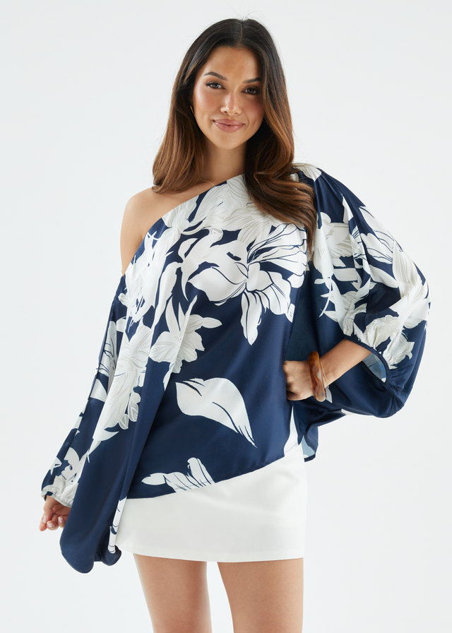 Maui Off Shoulder Top - Navy Floral