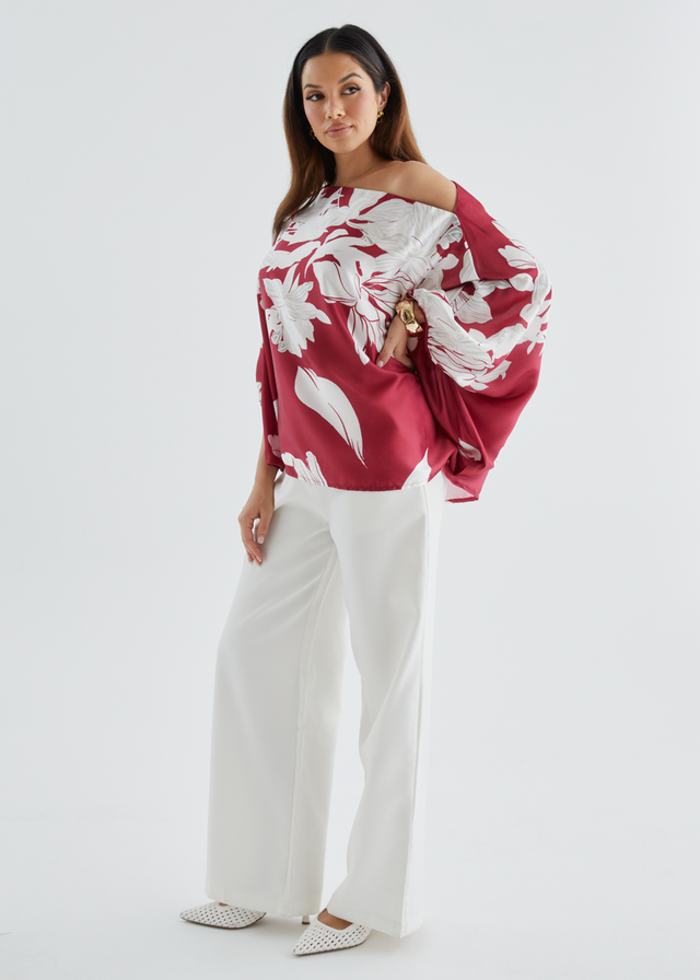 Maui Off Shoulder Top - Ruby Floral
