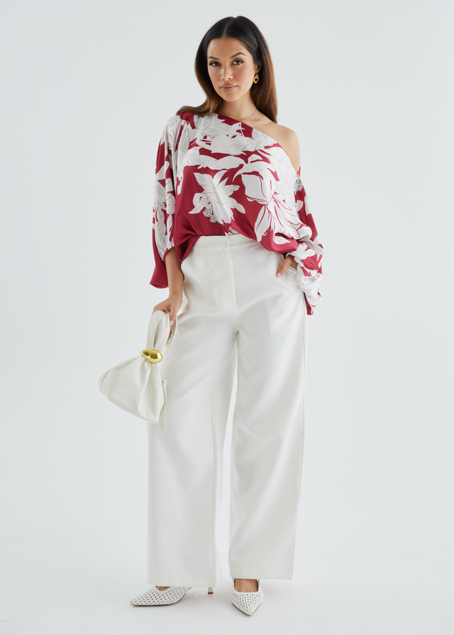 Maui Off Shoulder Top - Ruby Floral