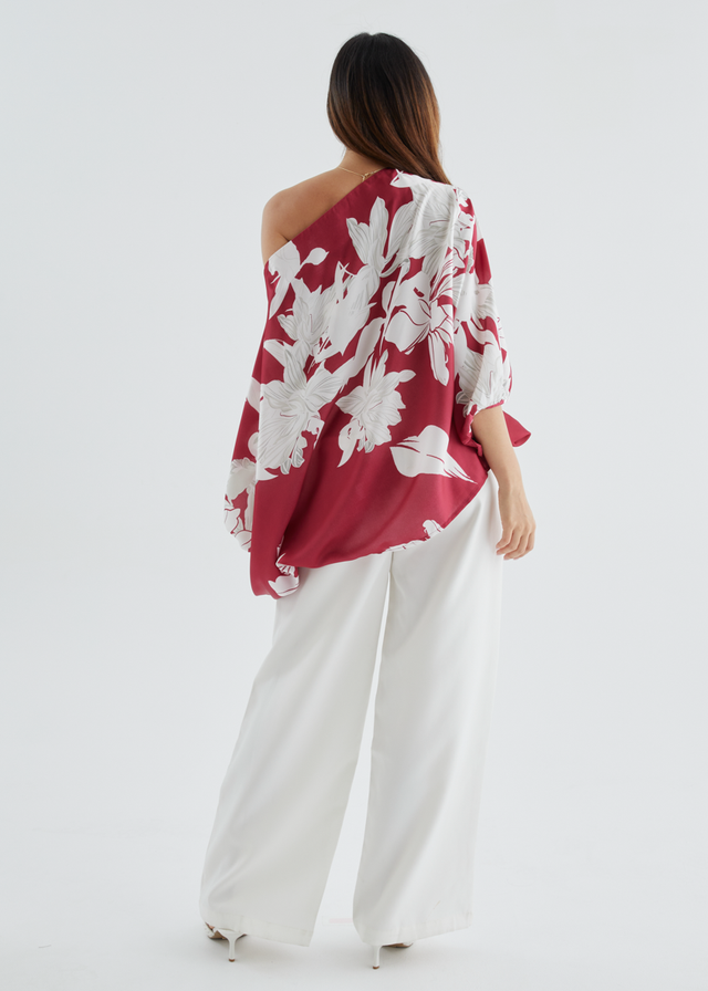 Maui Off Shoulder Top - Ruby Floral