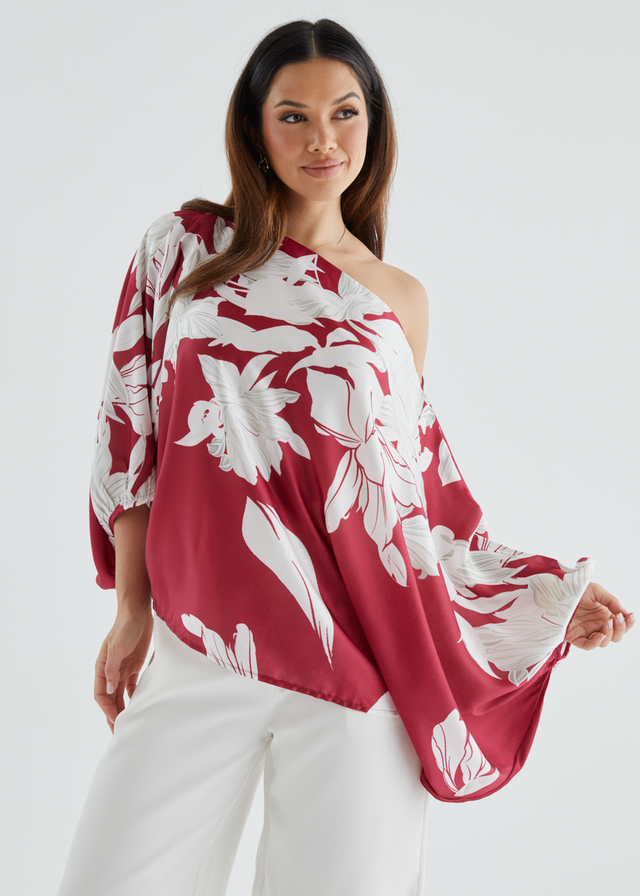 Maui Off Shoulder Top - Ruby Floral