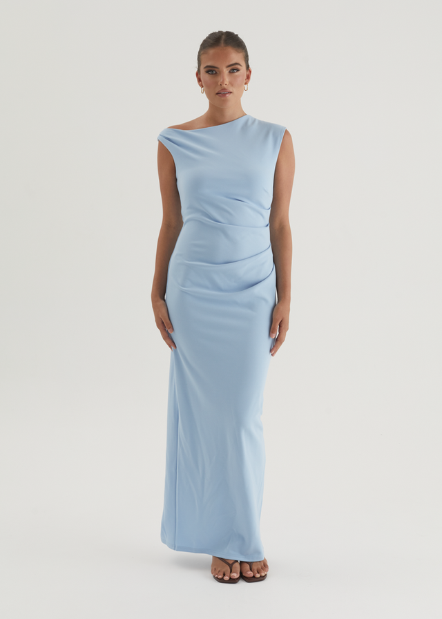 Carmella One Shoulder Maxi Dress - Blue