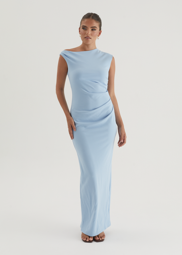 Carmella One Shoulder Maxi Dress - Blue