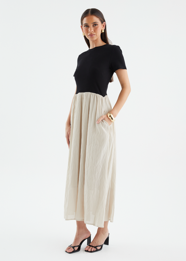 Riptide Maxi Dress - Beige Splice