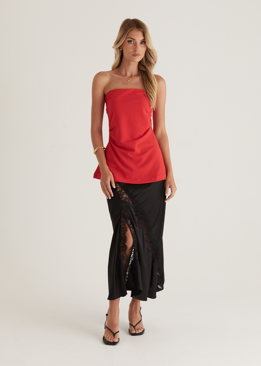 Kimili Strapless Top - Red – Gingham & Heels