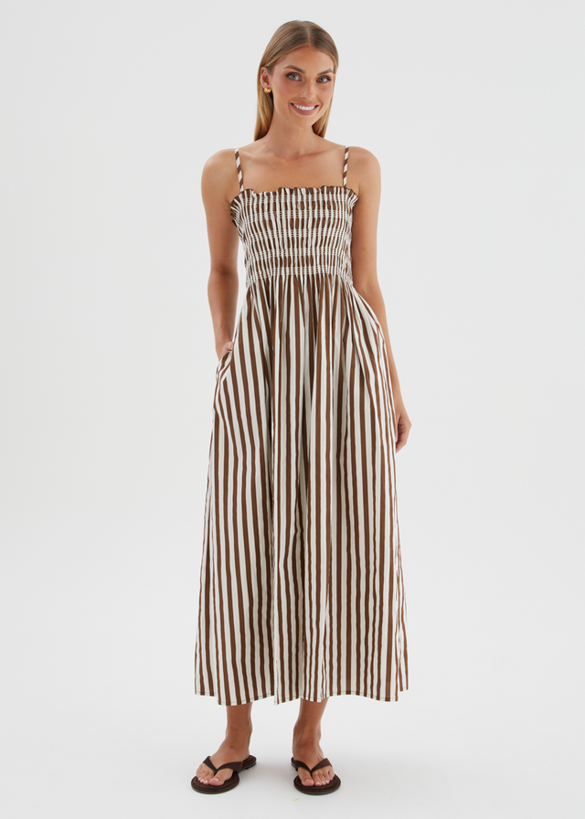Elese Maxi Dress - Choc Stripe