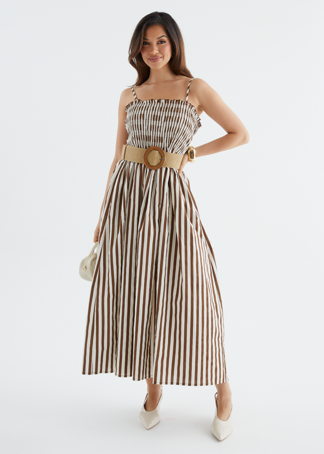 Elese Maxi Dress - Choc Stripe