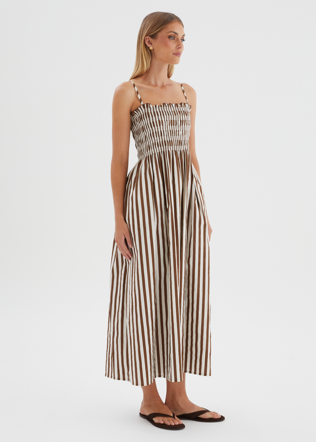Elese Maxi Dress - Choc Stripe