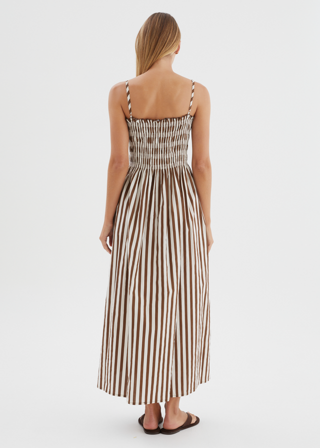 Elese Maxi Dress - Choc Stripe