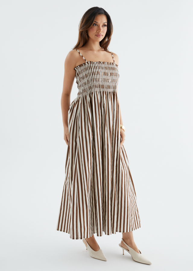 Elese Maxi Dress - Choc Stripe
